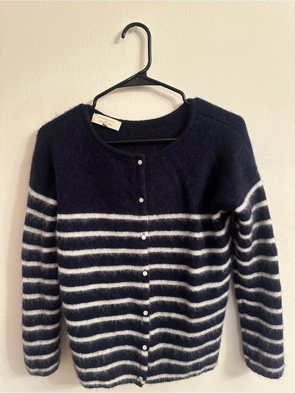 Sezane Gaspard Cardigan in Navy Stripe - Picture 2 of 5